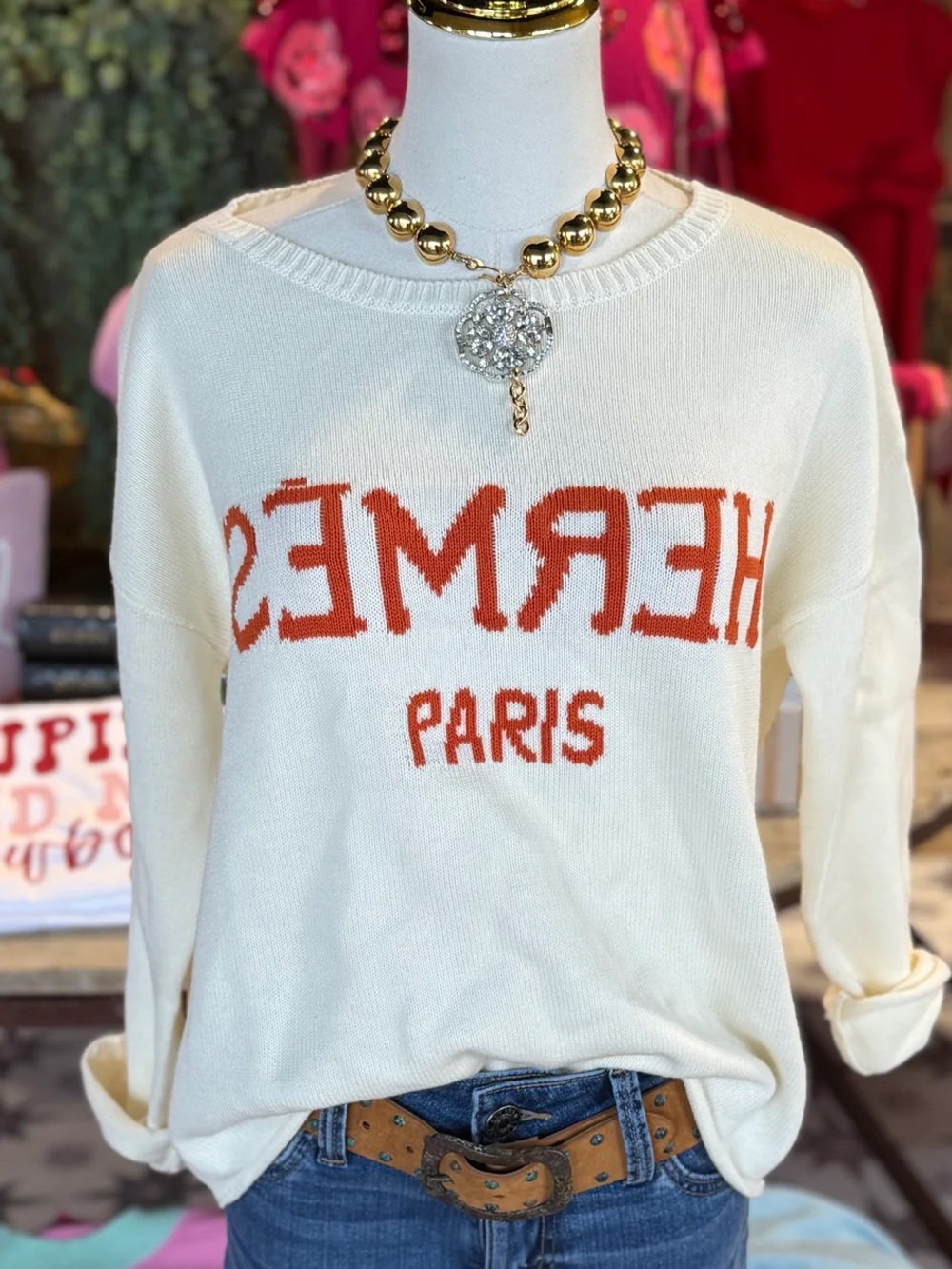Boutique Backwards H Paris Cotton Sweater